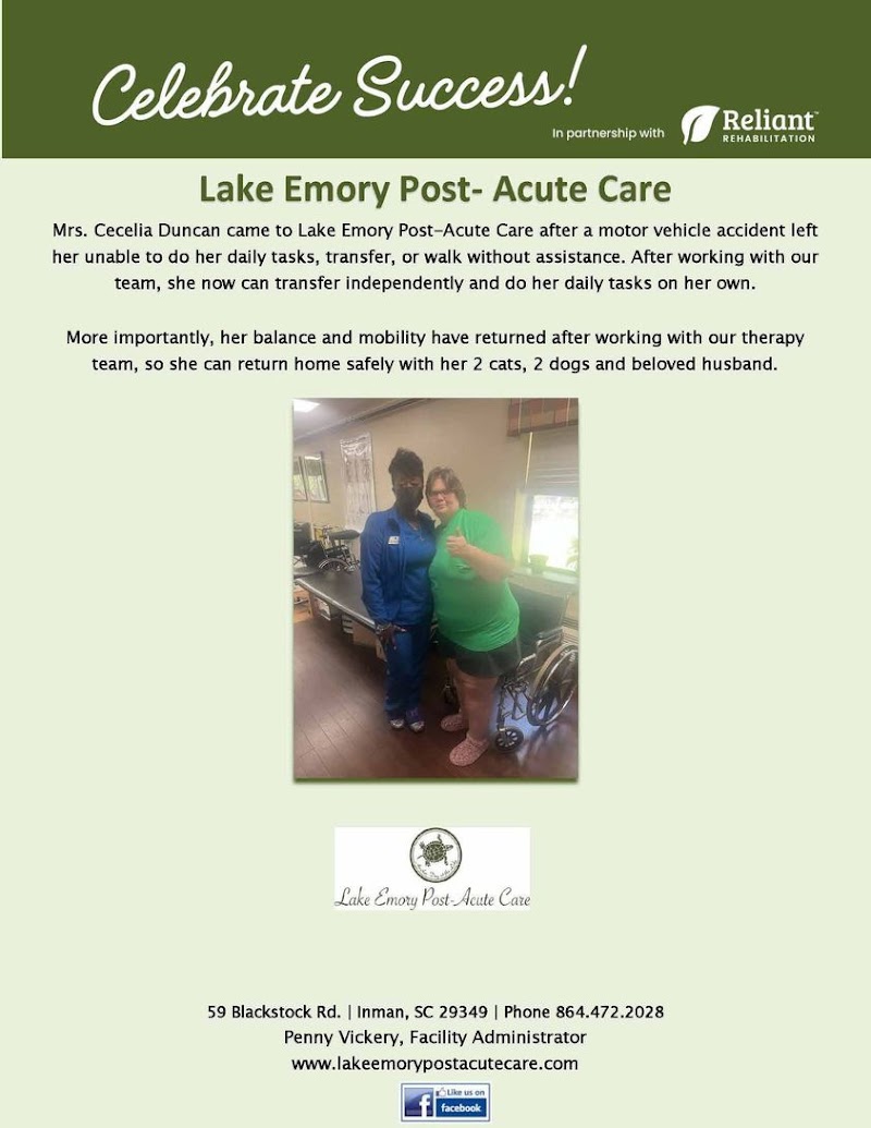 Lake Emory Post Acute Care nursing home in Inman, SC - Photo 3 of 5